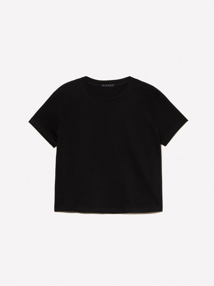 Black boxy fit t-shirt - women's short sleeve t-shirts - Black | Sisley image number 5